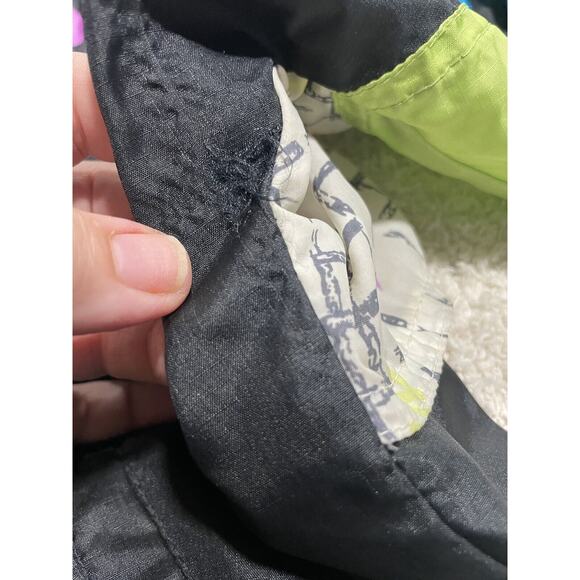 VTG Puma 80s Track Jacket Windbreaker Colorblock Neon Womens Medium Black Blue - Picture 5 of 12